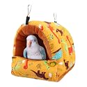 Wontee Bird Nest House Winter Warm Snuggle Hut Bird Bed Hanging Hammock for Parrots Budgies Parakeets Caique Senegal Cockatiels Conures (Dark Yellow, Medium)