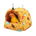 Wontee Bird Nest House Winter Warm Snuggle Hut Bird Bed Hanging Hammock for Parrots Budgies Parakeets Caique Senegal Cockatiels Conures (Dark Yellow, Large)