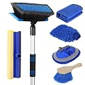 Wontolf 62'' Car Wash Brush with Long Handle, Scratch-Free Soft Bristles Sturdy Car Wash Mop Kit, Complete Car Cleaning Brush Kit Wash Mitt Towel Windshield Squeegee Wheel Tire Brush for Car Truck RV