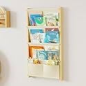 Wood 4-Tier Wall Mounted Kids Bookshelf – Floating Book Shelf For Kids Rooms,Nursery &amp; Classroom, Hanging Bookcase Organizer For Books, Toddler Book Shelf, Montessori Bookshelf, Nursery Shelves