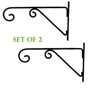 wood art store wall lantern and plant hook for bird feeders wall planter flower pot wind chime lanterns - antique black 2pcs