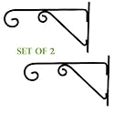 WOOD ART STORE Wall Lantern and Plant Hook for Bird Feeders, Wall Planter, Flower Pot, Wind Chime Lanterns - Antique Black (2pcs)