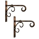 Wood Art Store Wall Lantern Hanger And Plant Hook for Bird Feeders Wall Planter Hook Flower Pot Wind Chime Lanterns Hanger Antique Design Golden (Design 2)