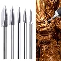 Wood Carving Bits for Dremel Rotary Tool, 5Pcs Engraving Drill Accessories Bit Wood Carving Tool with 1/8” Shank for Crafts Grinding Woodworking
