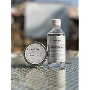 wood chop combo pack  100 natural beeswax conditioner 85g  200 ml food grade mineral oil  care kit for chopping boards amp wooden cutlery