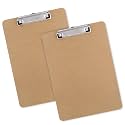 Wood Clipboards Set of 2, Letter Size Hardboard Clip Board 8.5x11