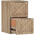 Wood Filing Cabinet 2 Drawer for Home Office, Samll Under Desk Filing Cabinet with Hanging Bars for A4/Letter Size, Oak