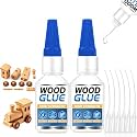 Wood Glue Clear, 60g Instant CA Glue with Precision Applicator, Cyanoacrylate Adhesive for Wood Crafts Repair, Waterproof &amp; Fast-Drying