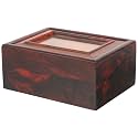 Wood Jewelry Box with Window for Rings and Earrings, Vintage