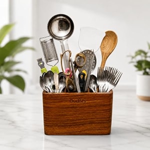 wood knife standholder - empty wood knife boxknife organizer for kitchen cutlery scissors and spoons brown classic 3-compartment organizer
