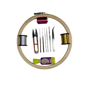 wood kolur groups - embroidery kitaari work set for beginners 12 items hoop 8 inch multicolor