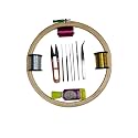 Wood Kolur Groups - Embroidery Kit/Aari Work Set For Beginners 12 Items (Hoop 8 Inch), Multicolor