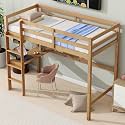 Wood Loft Bed Twin Size with Desk,Kids Loft Bed with Stairs and Rails for Toddlers Kids Teens Boys Girls,Solid Wood Salts Support,Noise-Free,Easy Assemble (Oak, Twin)