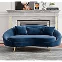 Modern 3 Seater Sofa Comfortable Or Classified Designe For Living Room Bedroom Or Office (Orange) (Blue) Wood