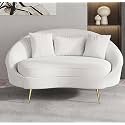Modern 3 Seater Sofa Comfortable Or Classified Designe For Living Room Bedroom Or Office (Orange) (Beige) Wood
