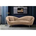 Modern 3 Seater Sofa Comfortable Or Classified Designe For Living Room Bedroom Or Office (Orange) (Cream) Wood