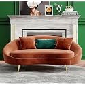 Modern 3 Seater Sofa Comfortable Or Classified Designe For Living Room Bedroom Or Office (Orange) (Orange D) Wood
