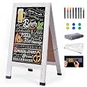 Wood Magnetic A-Frame Chalkboard Signs, 40" x 20" Large Sandwich Board Signs Outdoor, Double-Sided Sidewalk Blackboard for Business, Wedding, Vendor Display, Coffee Shope - White