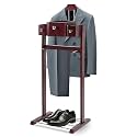 Wood Men Suit Valet Stand, with Belt Hooks Shoe Rack Multi-functional Coat Rack with Drawer Base Standing Clothes Organizer Rack for Entryway, Bedroom, Office for Women And Men