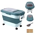 Wood Pellet Storage Container 20-25lbs, Wheeled Bin with Clear Window