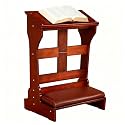 Wood Prayer Bench with Cushion – Kneeler for Home and Church, Padded Kneeling Stool with Slanted Shelf for Bible, 23" x 20" x 32.8"