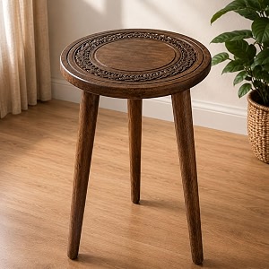 Wood Round Side Table Coffee Table for