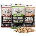 Wood Smoker Chips Bundle of 3 Flavors - Apple, Mesquite & Hickory Wood Chips by Mr. Bar-B-Q, Can be Used on Gas & Charcoal Grill, Variety of Flavors for Smokers, Grilling, BBQ, Camping(3 x 1.8 Lb Bag)