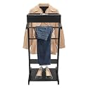 Wood Suit Rack Suit Stand for Man and Women Clothes Valet with Drawer Suit Valet Stands Men Valet Black Suit Valet for Entryway Office Living Room