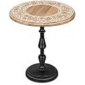 Wood Top End Table with Aluminum Base, Modern Side Table for Living Room