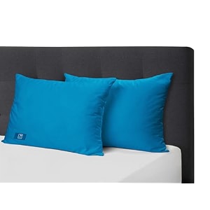 the wood white colored hypoallergenic gel microfiber pillows set of 2  height adjustable for soft to medium firm  no pillow covers needed  sleep well with pillow 16 x 24 inch - curious blue