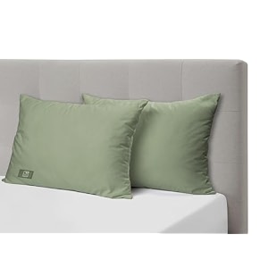 the wood white colored hypoallergenic gel microfiber pillows set of 2  height adjustable for soft to medium firm  no pillow covers needed  sleep well with pillow 16 x 24 inch - light green