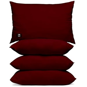 the wood white microfiber maroon soft pillows pack of 4 16 x 24 inches