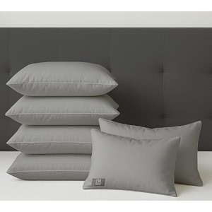 the wood white colored hypoallergenic gel microfiber pillows set of 6  height adjustable for soft to medium firm  no pillow covers needed  sleep well with pillow 16 x 24 inch - silver