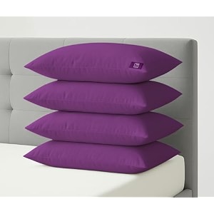 the wood white colored hypoallergenic gel microfiber pillows set of 4  height adjustable for soft to medium firm  no pillow covers needed  sleep well with pillow 16 x 24 inch - magenta