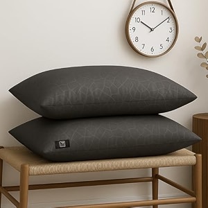 woodwhite soft microfiber sleeping pillows set of 2 in 16x24 inch - hypoallergenic gel fiber bed pillows height adjustable amp breathable grey