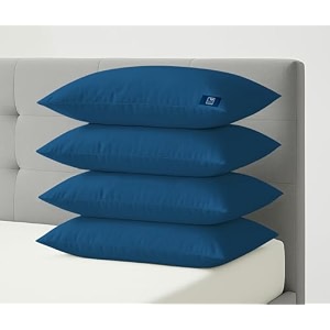 the wood white microfiber blue soft pillows set of 4 16 x 24 inches