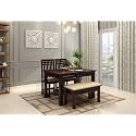 WOODBONE Dining Table Set, Wood 4 Seater Dining Table with Chair for Living Room Furniture, Wooden Dining Table with Bench, Modern Unqiue Dining Table Set (4 Seater Dining Table) Walnut Finish