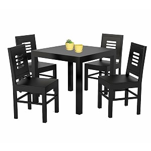 wood 4 seater dining table with chair  wooden dining table 4 seater set  dining room furniture  dining table set  dining table 4 seater  4 seater walnut finish