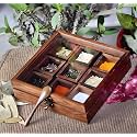 WoodCity Wooden Glass Spice Box With Antique Lock Table In 9 Section Wooden Spice Rack Organizer and Masala Dabba Wooden Style Spice Storage Box