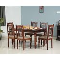 Apex Sheesham Wooden Dining Table 6 Seater with Chairs - Space Saving 6 Seater Dining Table Set with 6 Dining Chair for Home &amp; Office Dining Set in Honey Finish