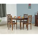 Apex Sheesham Wooden Dining Table 4 Seater with Chairs - Big Space Saving 4 Seater Dining Table Set with 4 Dining Chair - Dining Set in Teak Finish