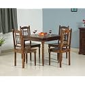 Apex Sheesham Wooden Dining Table 4 Seater with Chairs - Small Space Saving 4 Seater Dining Table Set - Dining Set in Teak Finish