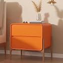Wooden with 2-Drawer, Multifunctional Bedside Table for Bedroom, Living Room, Practical End Storage, Modern Minimalist Style Accent Side Table(Orange,50cm-19.7in)