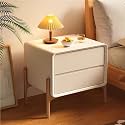 Wooden with 2-Drawer, Multifunctional Bedside Table for Bedroom, Living Room, Practical End Storage, Modern Minimalist Style Accent Side Table(White,45cm-17.7in)