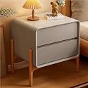 Wooden with 2-Drawer, Multifunctional Bedside Table for Bedroom, Living Room, Practical End Storage, Modern Minimalist Style Accent Side Table(Gray,50cm-19.7in)