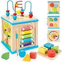 WOODMAM Wooden 7-in-1 Activity Cube, Montessori Toys for 1 2 Year Old