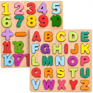 wooden abc number puzzle for toddlers kids educational learning toy
