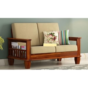 Sheesham Wood 2 Seater Sofa for Home Living Room || Solid Wood 2-Person ...