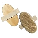 Wooden Bath Brush with strap for Dry Brushing Wooden Wet & Dry Brush for Cellulite & Lymphatic Natural Boar Bristles Removes Dead Skin Improves Blood Circulation Brush Head with Strap