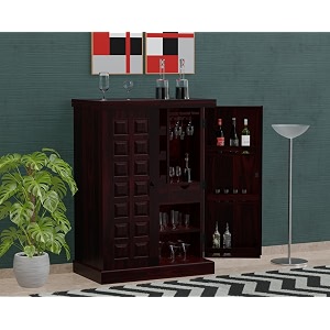 krishna wood decor solid sheesham wood bar cabinet with wine rack and glass holder bar units with storage drawer furniture for home restaurant and hotel areas